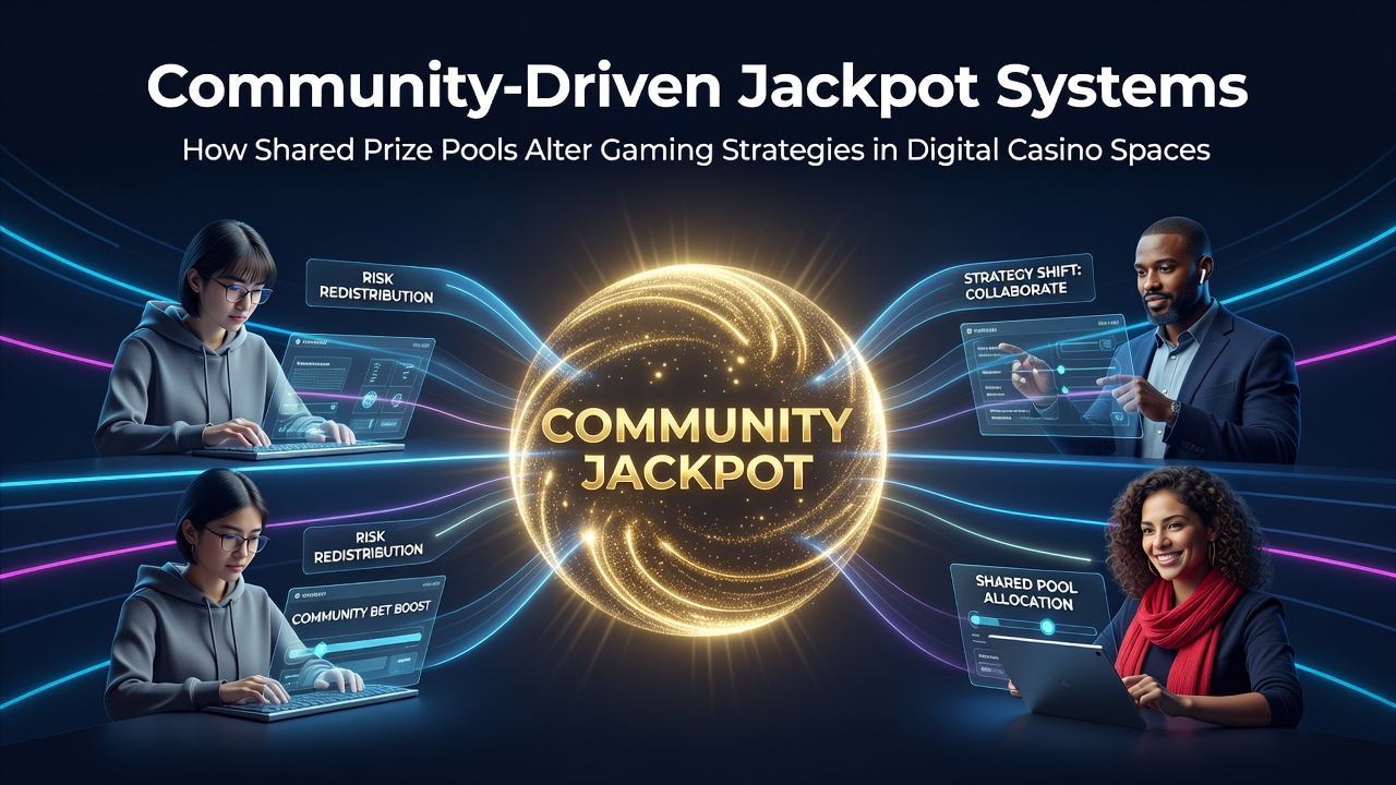 Darstellung eines gemeinschaftsbasierten Jackpot-Systems mit mehreren verbundenen Spielern in einer digitalen Casino-Umgebung