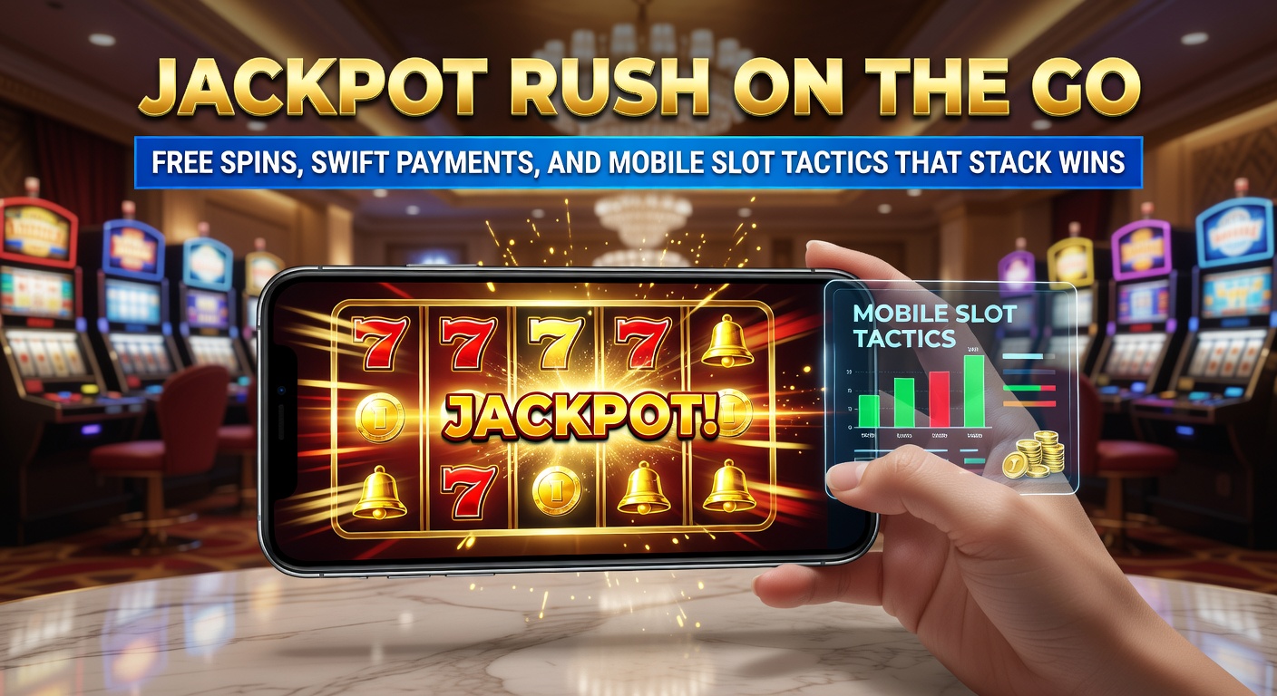 Smartphone mit leuchtendem Slot-Jackpot und Free-Spins-Symbolen auf einem mobilen Bildschirm, das den adrenalinreichen Spielspaß unterwegs einfängt